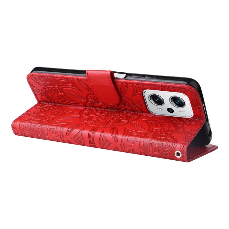 For Xiaomi Redmi Note 11T Pro/Poco X4 GT Embossed Sunflower Leather Phone Case