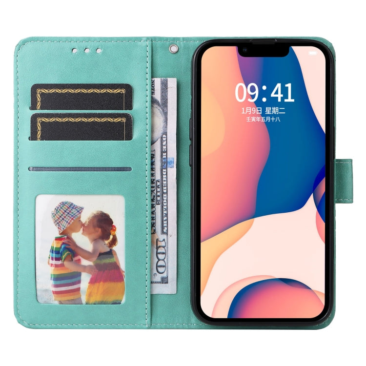 For iPhone 14 Embossed Sunflower Leather Phone Case