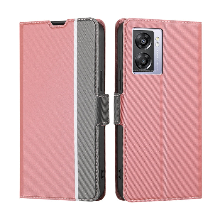 For OPPO A57 5G 2022 / Realme Q5i Twill Texture Side Button Leather Phone Case