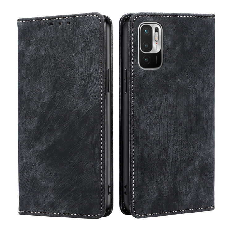 For Xiaomi Redmi Note 10 JE Japan RFID Anti-theft Brush Magnetic Leather Phone Case