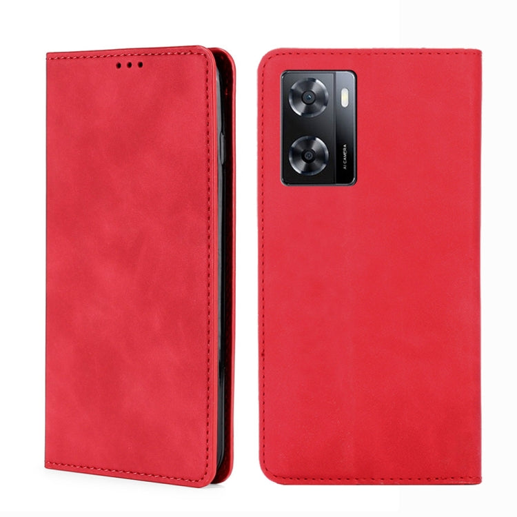 For OPPO A57 4G 2022 Skin Feel Magnetic Horizontal Flip Leather Phone Case