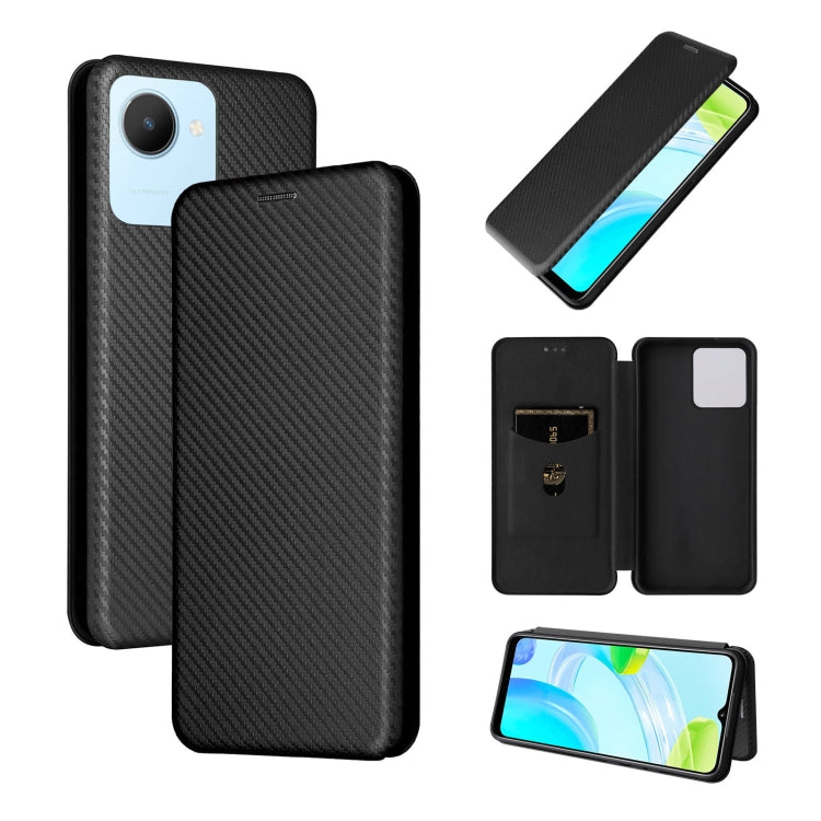 For Realme C30 Carbon Fiber Texture Flip Leather Phone Case