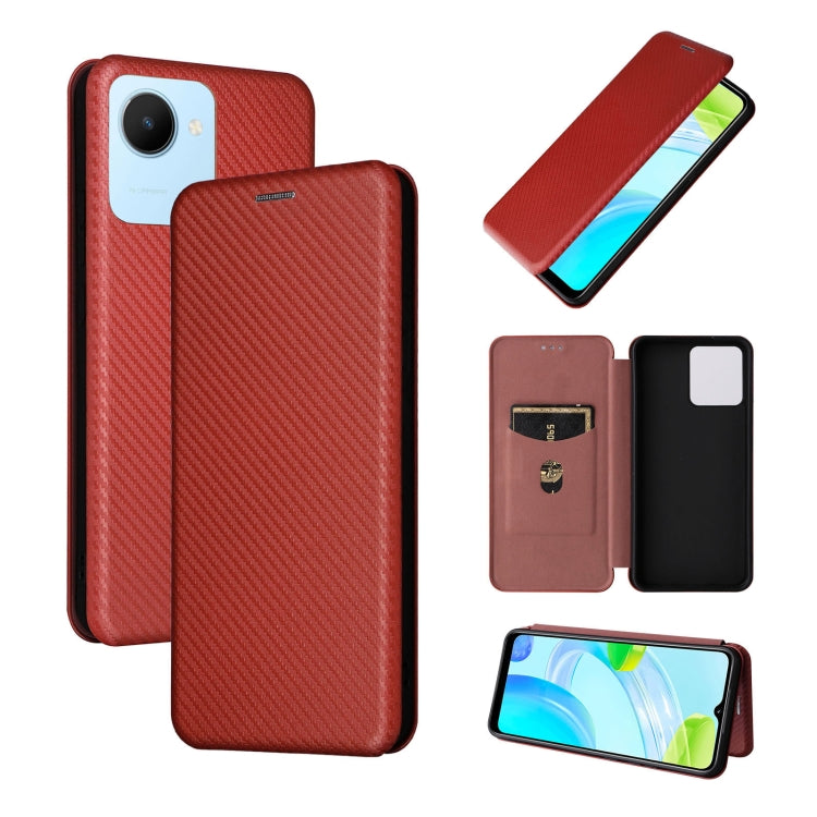 For Realme C30 Carbon Fiber Texture Flip Leather Phone Case
