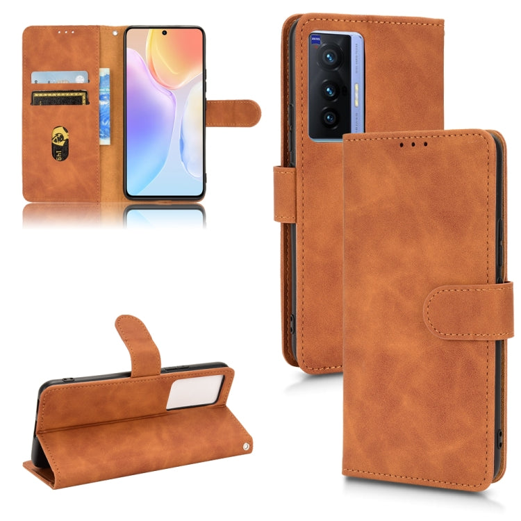 For vivo X70 Skin Feel Magnetic Flip Leather Phone Case