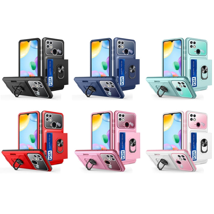 For Xiaomi Redmi 10C Card Ring Holder PC + TPU Phone Case