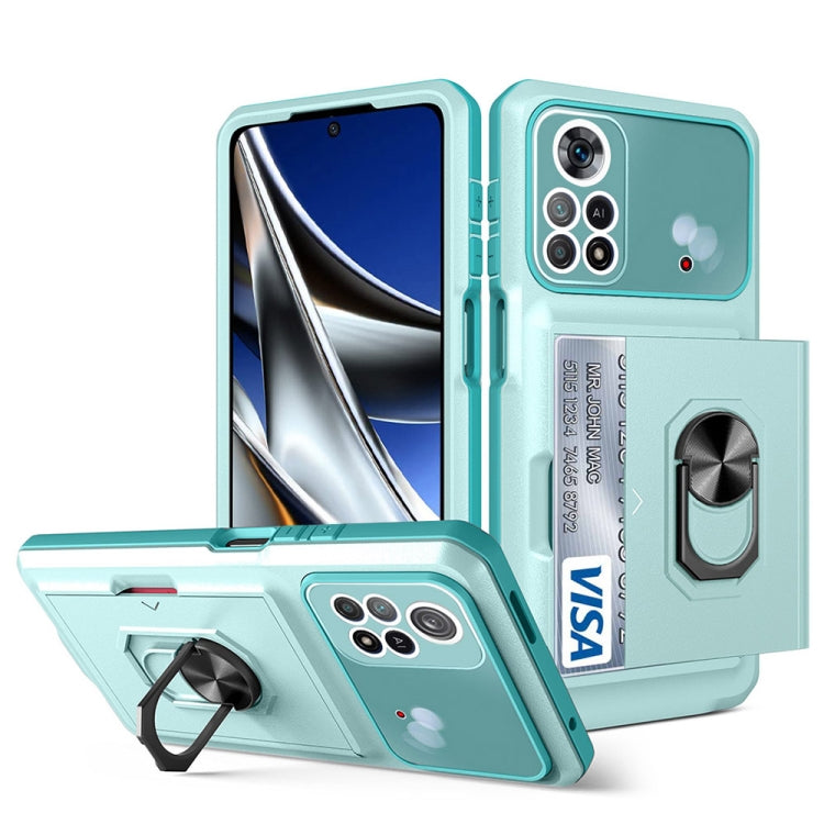 For Xiaomi Poco X4 Pro 5G Card Ring Holder PC + TPU Phone Case