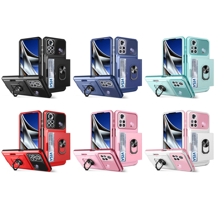 For Xiaomi Poco X4 Pro 5G Card Ring Holder PC + TPU Phone Case