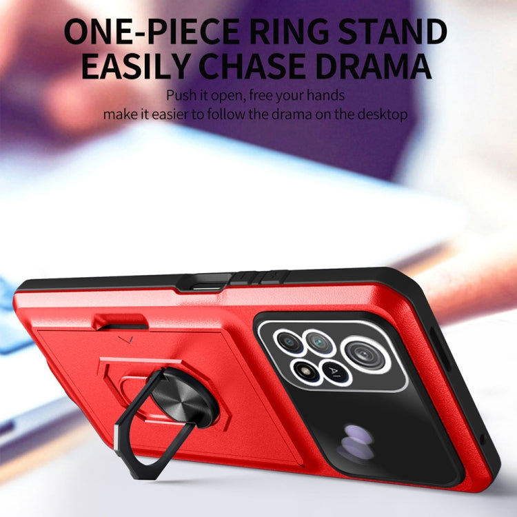 For Xiaomi Poco X4 Pro 5G Card Ring Holder PC + TPU Phone Case