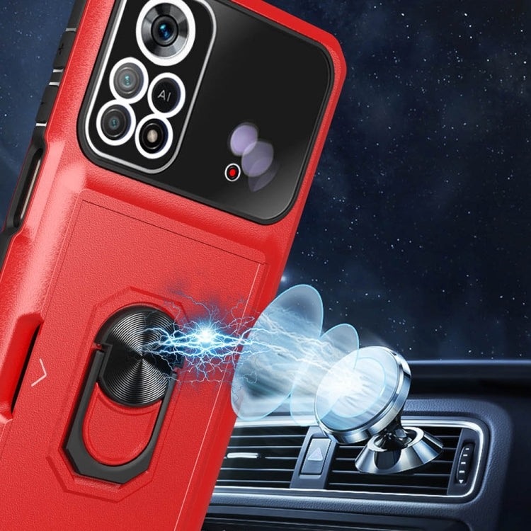 For Xiaomi Poco X4 Pro 5G Card Ring Holder PC + TPU Phone Case