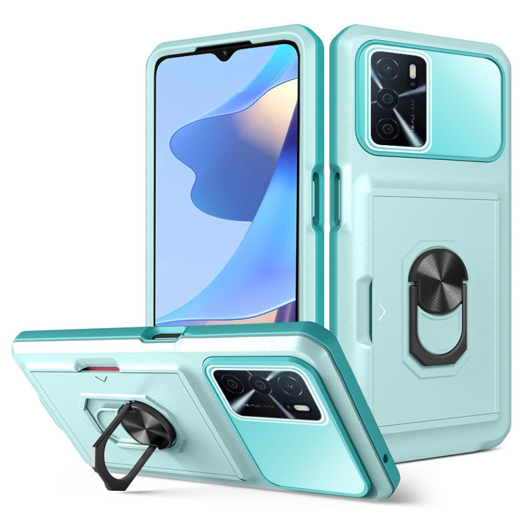 For OPPO A16 Card Ring Holder PC + TPU Phone Case