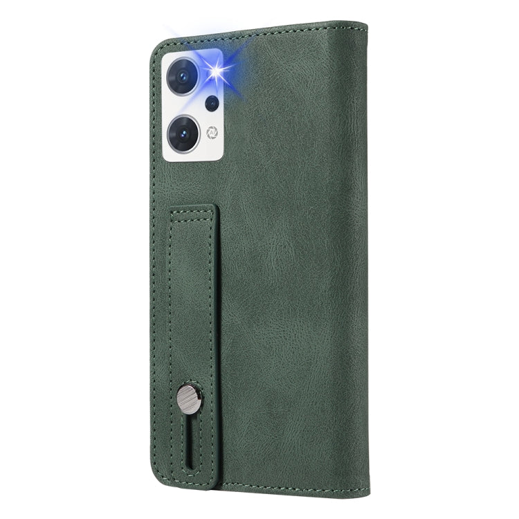 For OPPO Reno7 A Wristband Magnetic Leather Phone Case
