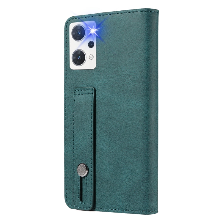 For OPPO Reno7 A Wristband Magnetic Leather Phone Case