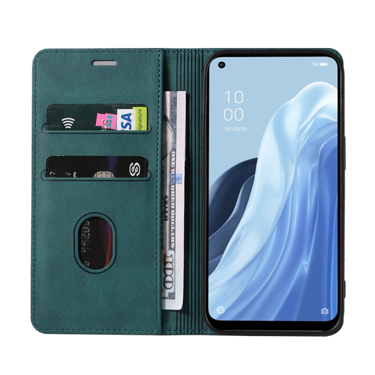 For OPPO Reno7 A Wristband Magnetic Leather Phone Case