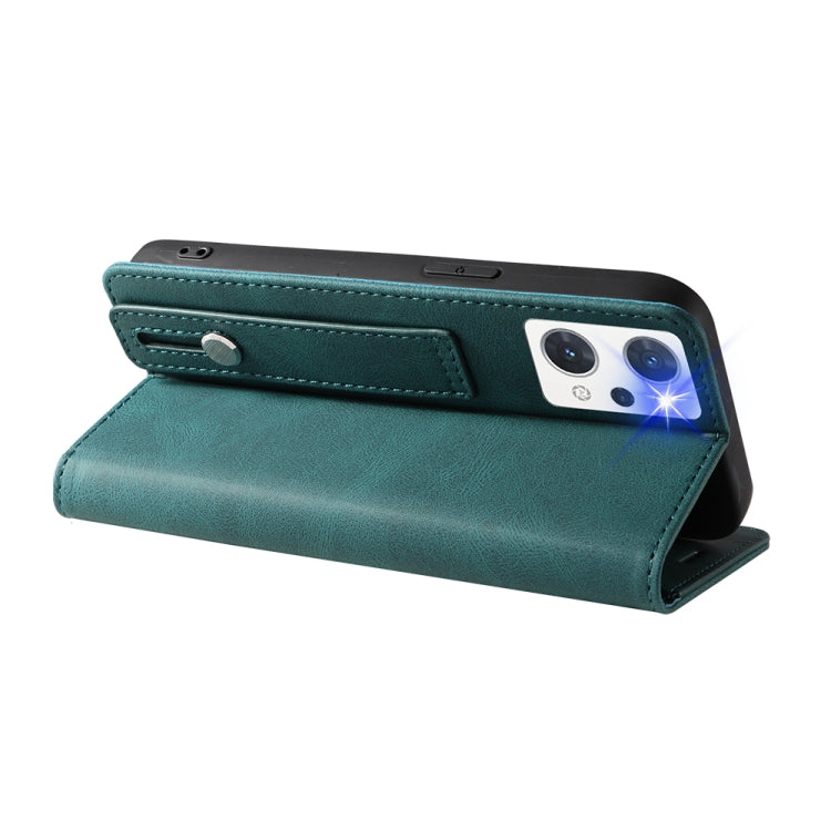 For OPPO Reno7 A Wristband Magnetic Leather Phone Case