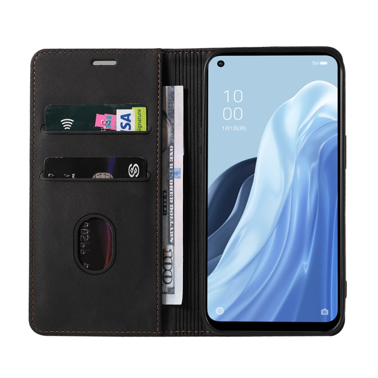 For OPPO Reno7 A Wristband Magnetic Leather Phone Case