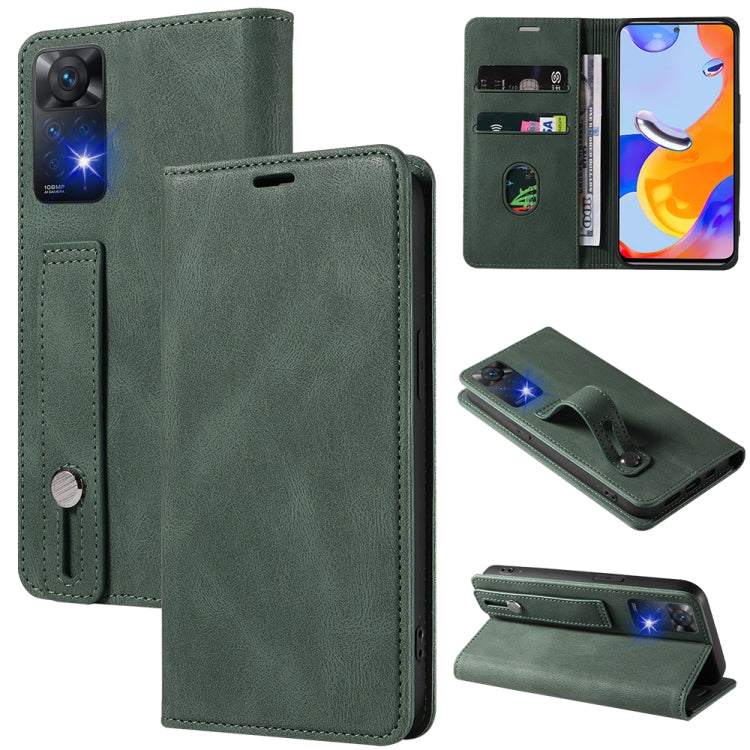 For Xiaomi Redmi Note 11 Global Wristband Magnetic Leather Phone Case