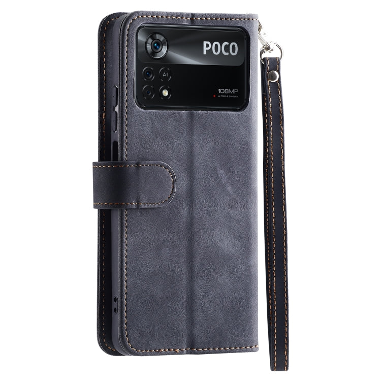 For Xiaomi Poco X4 Pro 5G 9 Card Slots Splicing Magnetic Leather Flip Phone Case