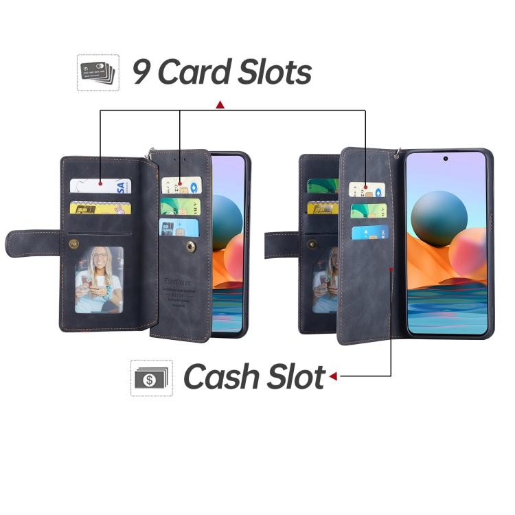 For Xiaomi Poco X4 Pro 5G 9 Card Slots Splicing Magnetic Leather Flip Phone Case