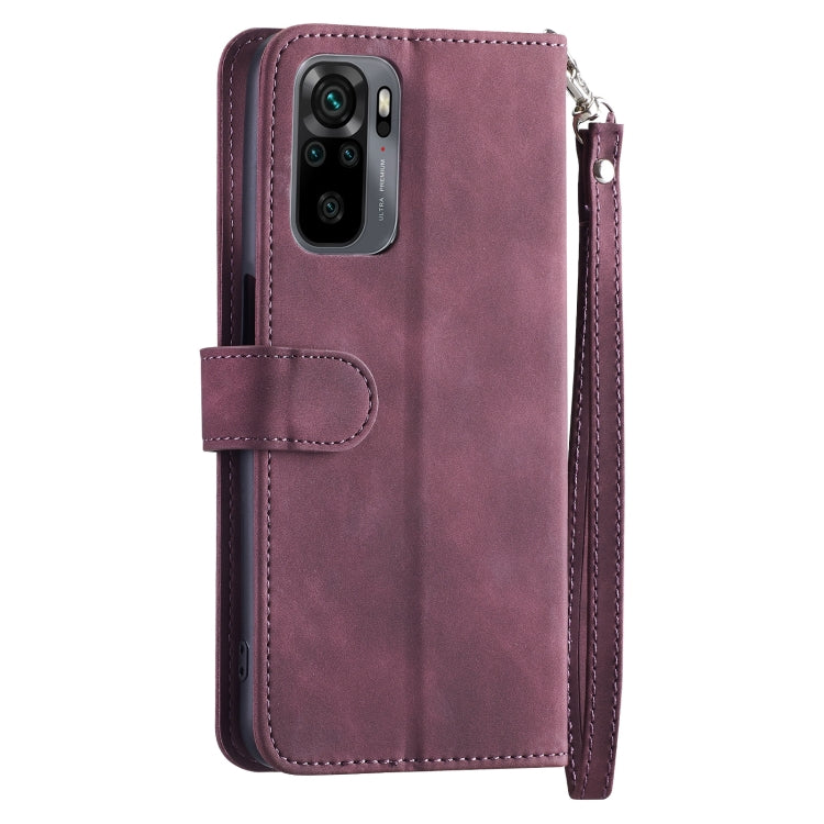 For Xiaomi Redmi Note10 4G Global 9 Card Slots Splicing Magnetic Leather Flip Phone Case