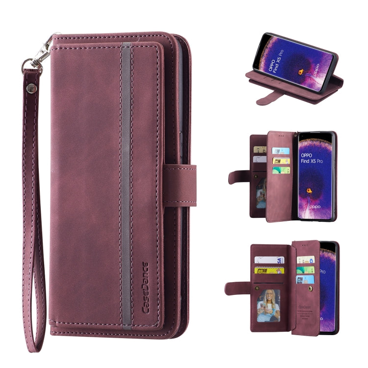 For OPPO Find X5 Pro 9 Card Slots Splicing Magnetic Leather Flip Phone Case