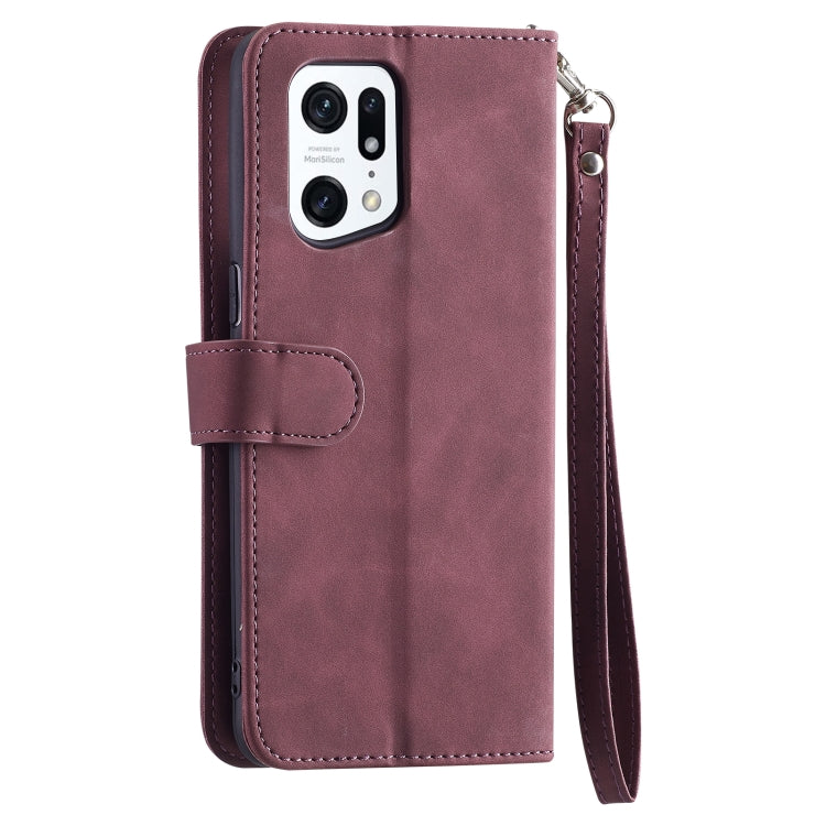 For OPPO Find X5 Pro 9 Card Slots Splicing Magnetic Leather Flip Phone Case