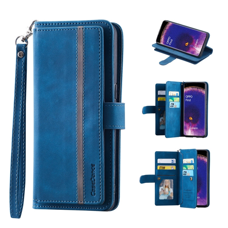 For OPPO Find X5 Lite / Reno7 5G 9 Card Slots Splicing Magnetic Leather Flip Phone Case