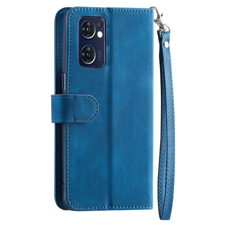 For OPPO Find X5 Lite / Reno7 5G 9 Card Slots Splicing Magnetic Leather Flip Phone Case