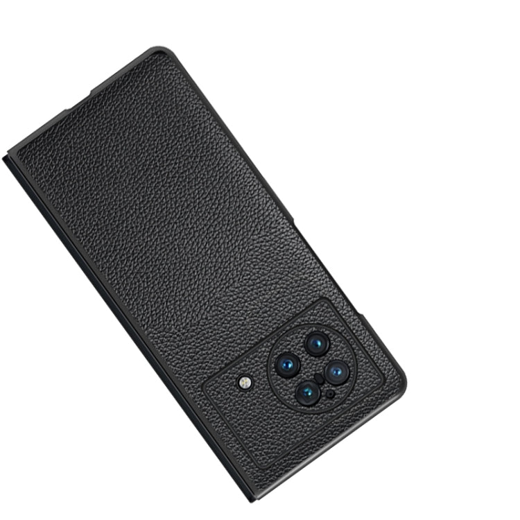 For vivo X Fold Litchi Texture Genuine Leather Phone Case