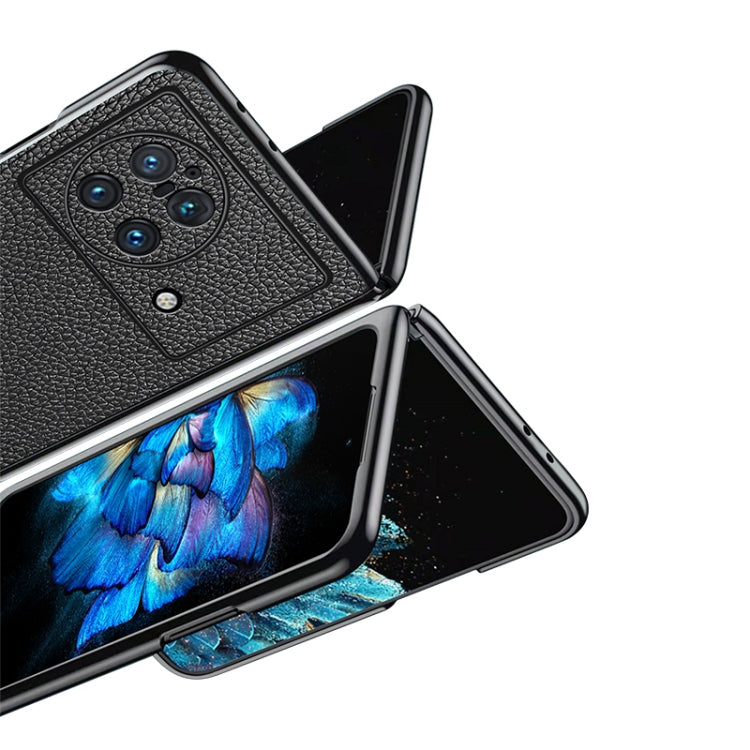 For vivo X Fold Litchi Texture Genuine Leather Phone Case