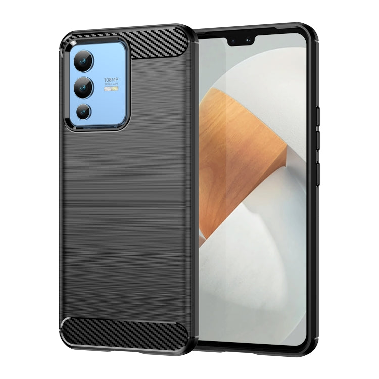 For vivo S12 Brushed Texture Carbon Fiber TPU Phone Case