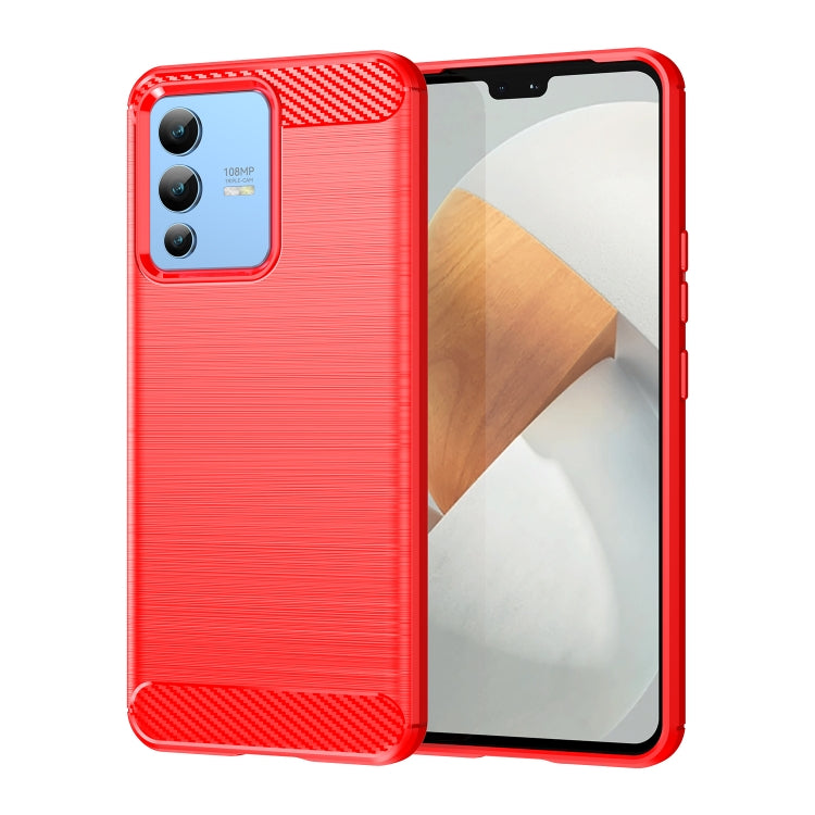 For vivo S12 Brushed Texture Carbon Fiber TPU Phone Case
