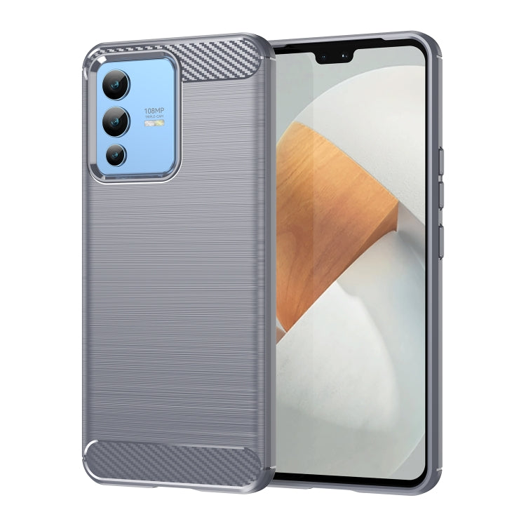 For vivo S12 Brushed Texture Carbon Fiber TPU Phone Case