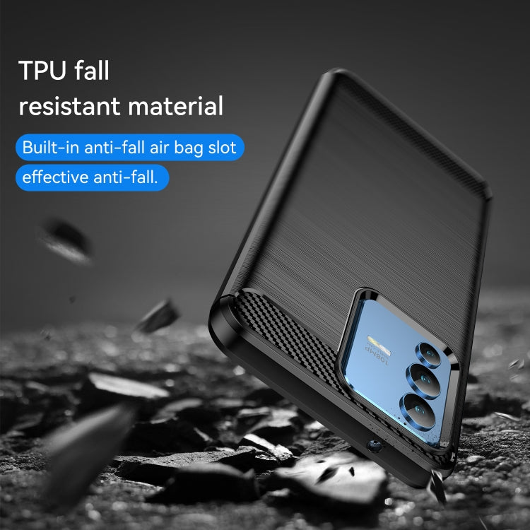 For vivo V23 5G Brushed Texture Carbon Fiber TPU Phone Case