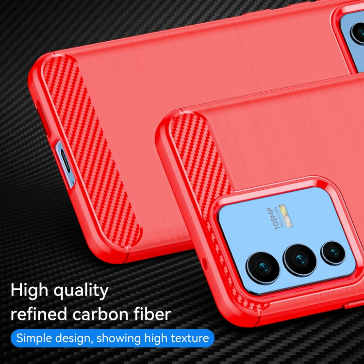 For vivo V23 5G Brushed Texture Carbon Fiber TPU Phone Case