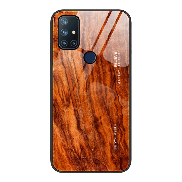 For OnePlus Nord N10 5G Wood Grain Glass Protective Case