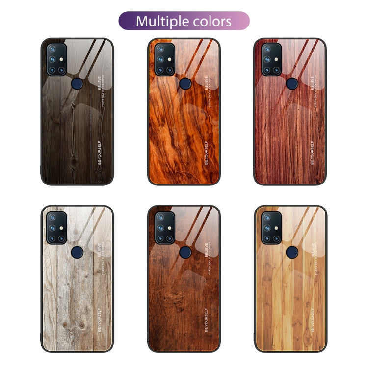 For OnePlus Nord N10 5G Wood Grain Glass Protective Case