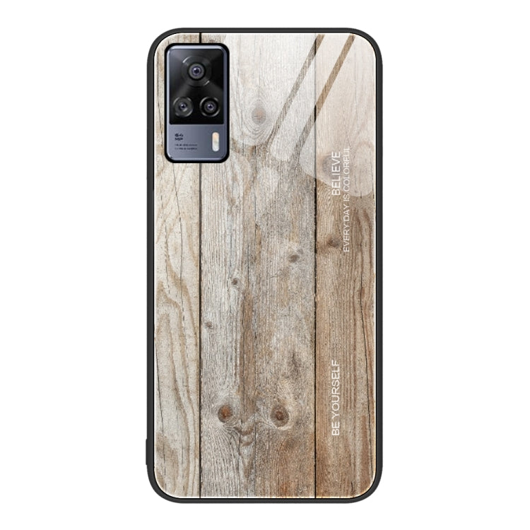 For vivo S9e Wood Grain Glass Protective Case