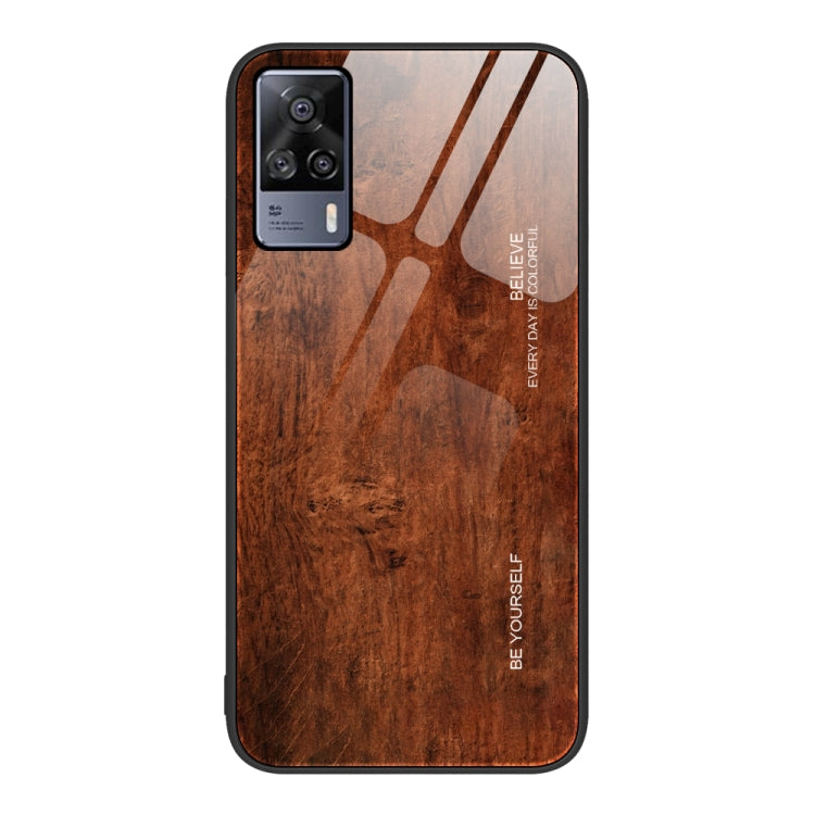 For vivo S9e Wood Grain Glass Protective Case