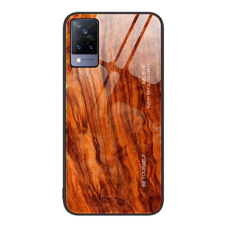 For vivo S9 Wood Grain Glass Protective Case