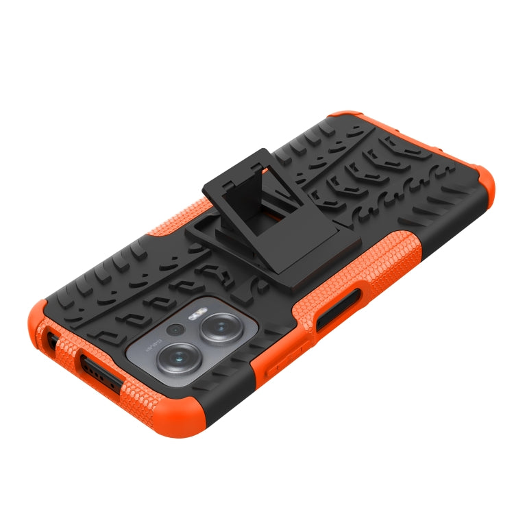 For Xiaomi Redmi Note 11T Pro Tire Texture TPU + PC Phone Case with Holder
