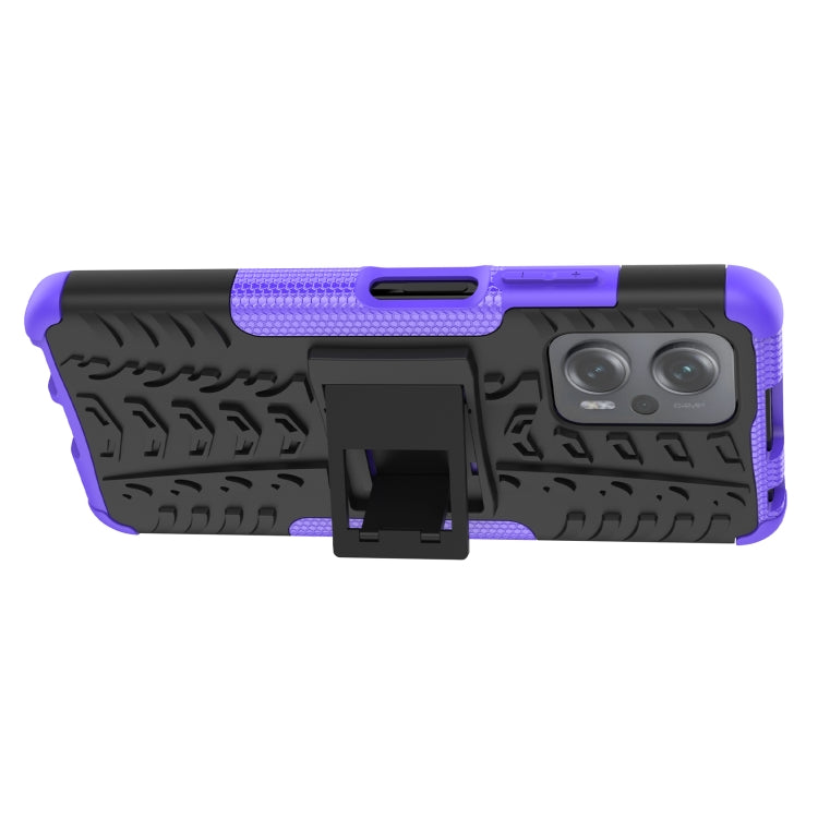 For Xiaomi Redmi Note 11T Pro Tire Texture TPU + PC Phone Case with Holder