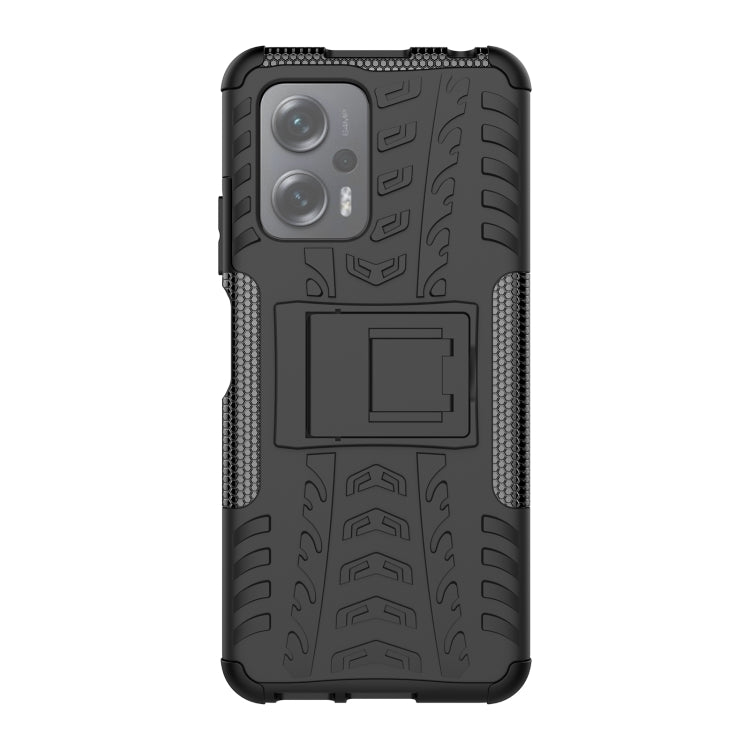 For Xiaomi Redmi Note 11T Pro Tire Texture TPU + PC Phone Case with Holder