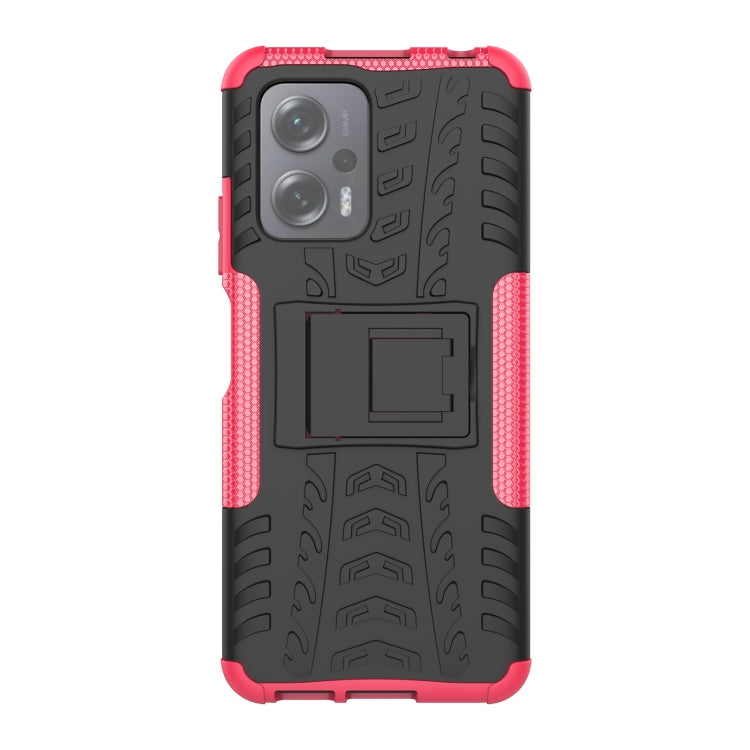 For Xiaomi Redmi Note 11T Pro Tire Texture TPU + PC Phone Case with Holder