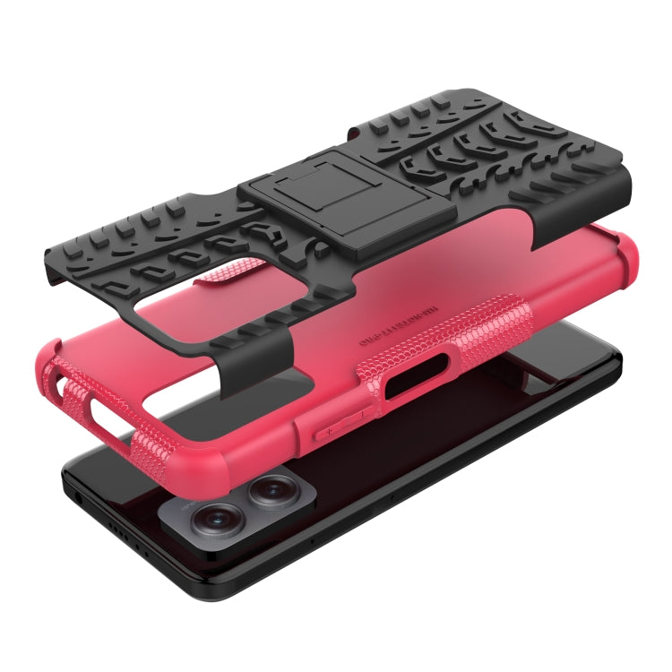 For Xiaomi Redmi Note 11T Pro Tire Texture TPU + PC Phone Case with Holder