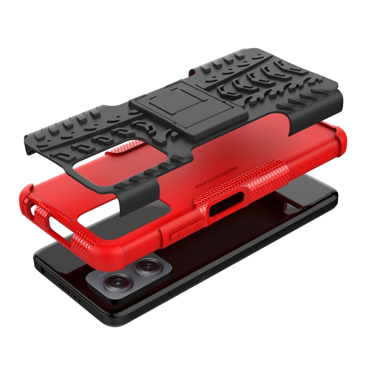 For Xiaomi Redmi Note 11T Pro Tire Texture TPU + PC Phone Case with Holder