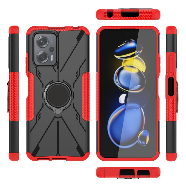 For Xiaomi Redmi Note 11T Pro Armor Bear Shockproof PC + TPU Phone Case with Ring