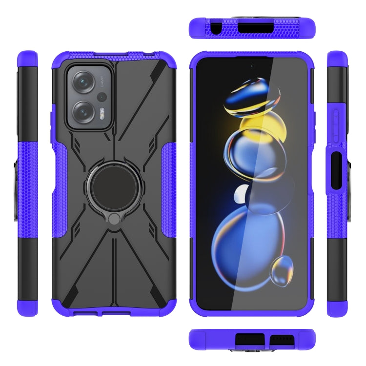 For Xiaomi Redmi Note 11T Pro Armor Bear Shockproof PC + TPU Phone Case with Ring