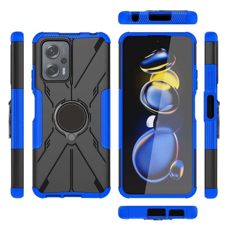 For Xiaomi Redmi Note 11T Pro Armor Bear Shockproof PC + TPU Phone Case with Ring