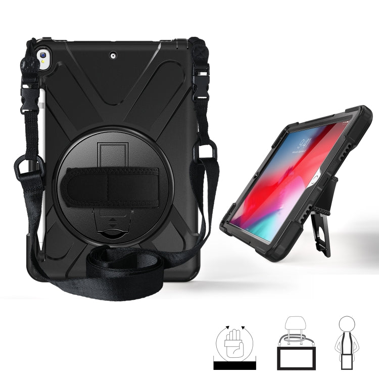 For iPad Pro 10.5 360 Degree Rotation Silicone Protective Cover with Holder & Hand Strap & Long Strap & Pencil Slot