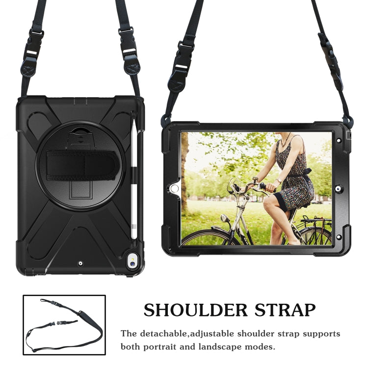 For iPad Pro 10.5 360 Degree Rotation Silicone Protective Cover with Holder & Hand Strap & Long Strap & Pencil Slot